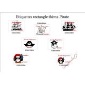 Etiquette baptme rectangle adhsives Pirate