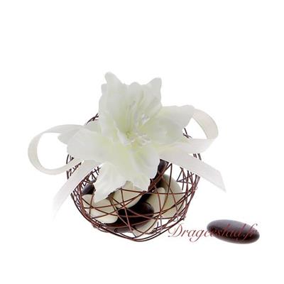 Boule métal chocolat fleur ivoire