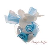 Coeur drages turquoise orchide blanche