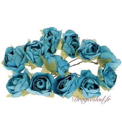 Bouquet de 12 roses turquoise