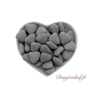 Dragées mini coeur chocolat gris 70 % Echantillon