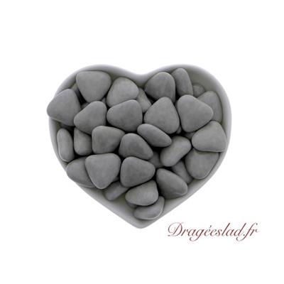 Dragées mini coeur chocolat gris 70 % 500g