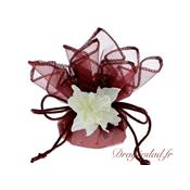 Tulle drages bordeaux fleur ivoire