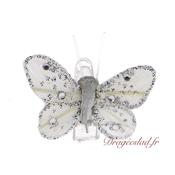 Papillon argent sur pince