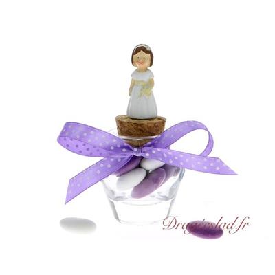 Pot jar dragées communion lilas