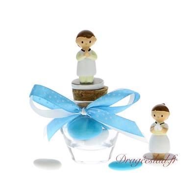 Pot dragées communion turquoise