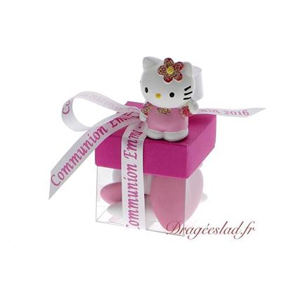 Boite à dragées cube fuchsia Hello Kitty