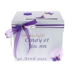 Urne mariage papillon lilas