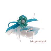 Ballotin buste communion fleur turquoise