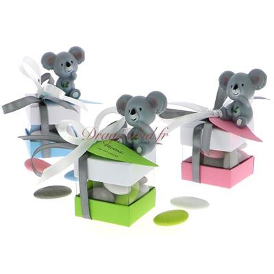 Boite dragées cube baptême Koala