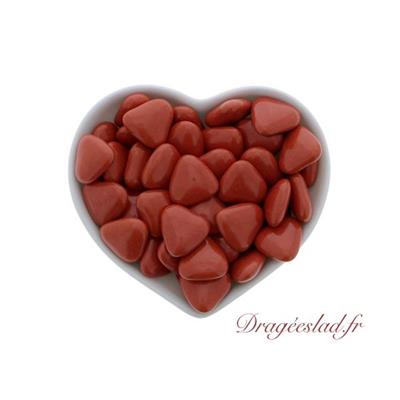 Dragées mini coeur chocolat rouge 70 % 1kg