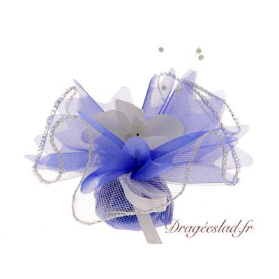 Tulle dragées Bleu Royal orchidée