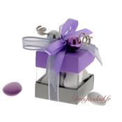 Boite  drages cube lilas et perles