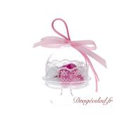 Mini cloche dragées rose dentelle