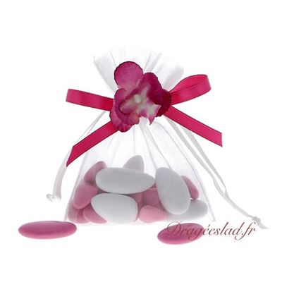 Sachet dragées orchidée fuchsia