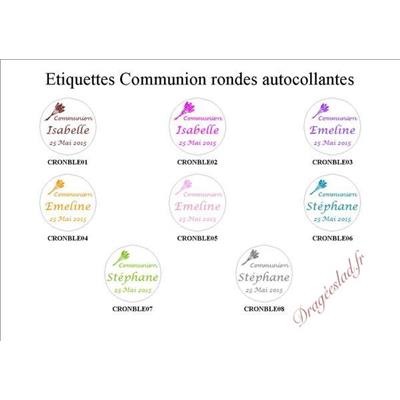 Etiquette communion ronde autocollante épi de blé