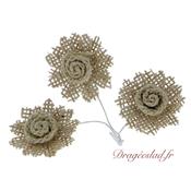 Fleur naturel en jute x 6