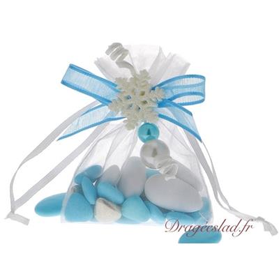 Sachet dragées blanc mariage hiver