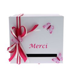 Urne mariage papillon fuchsia