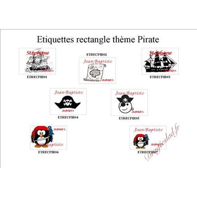 Etiquette baptême rectangle adhésives Pirate