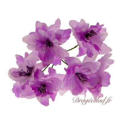 Fleur Lilas en soie x 6