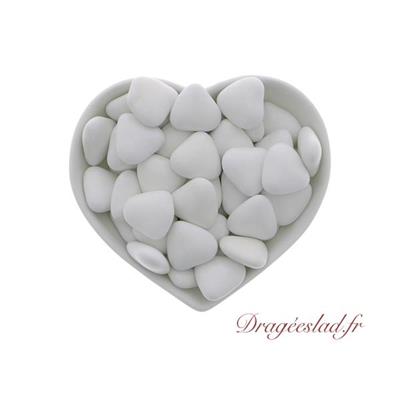 Dragées mini coeur chocolat blanc 70 % 500g