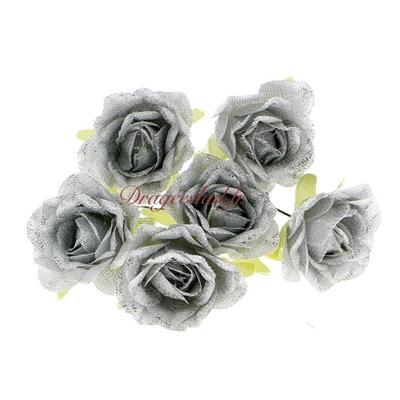 Rose argent en bouquet de 6