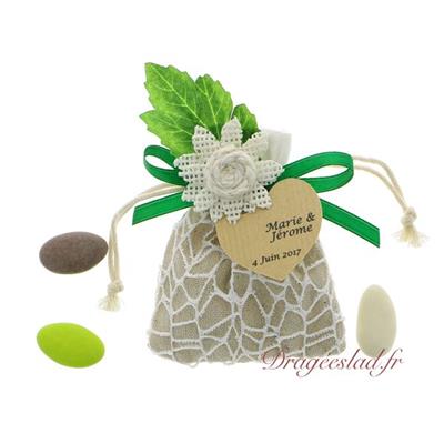 Sachet dragées mariage nature