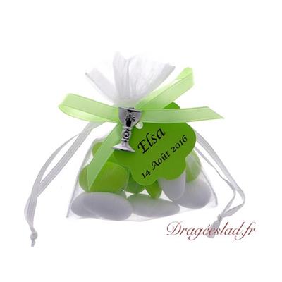 Sachet dragées communion vert