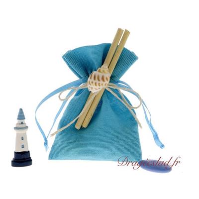 Sachet dragées turquoise coquillage