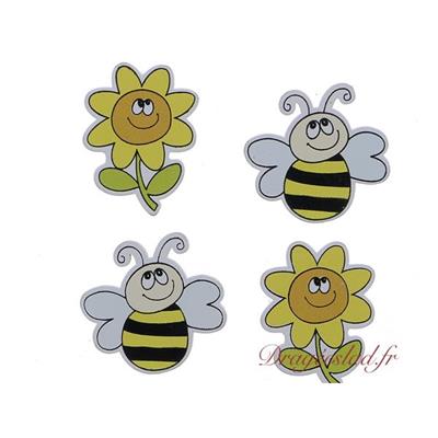 Stickers abeille/fleur en bois