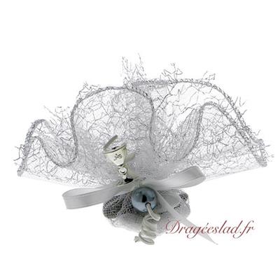 Tulle dragées communion gris