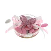 Boite drages ronde papillon rose