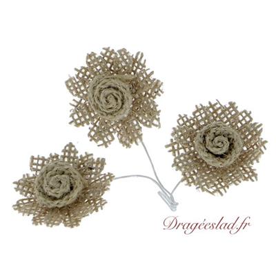 Fleur naturel en jute x 6