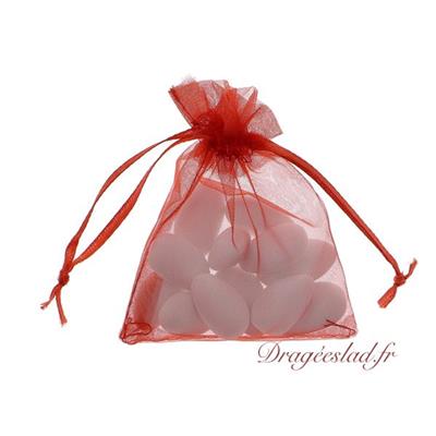 Sachet dragées organdi rouge