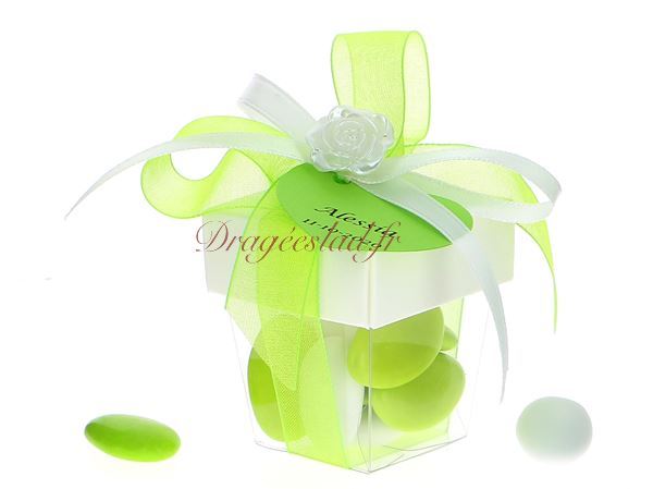 Boite dragées mariage vert rose nacré blanc, Vente ballotin de dragées  mariage ��� Dragéeslad.