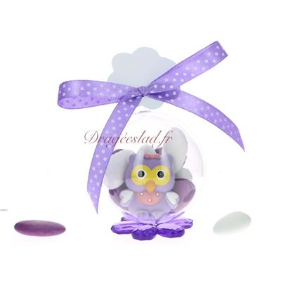 Boule dragées Hibou lilas