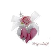 Coeur drages mariage fleur rose