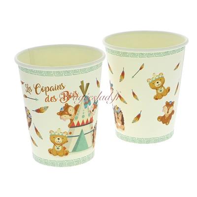 Gobelets Copains des bois en carton - Lot de 8