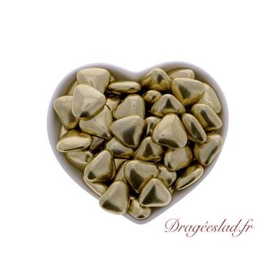 Dragées mini coeur chocolat or 70 % 500g