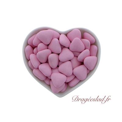 Dragées mini coeur chocolat rose 70 % 500g