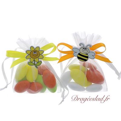 Sachet dragées abeille fleur