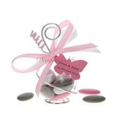 Boule drages papillon rose cristal