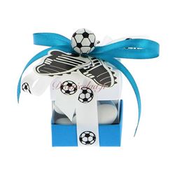 Ballotin dragées cube football turquoise