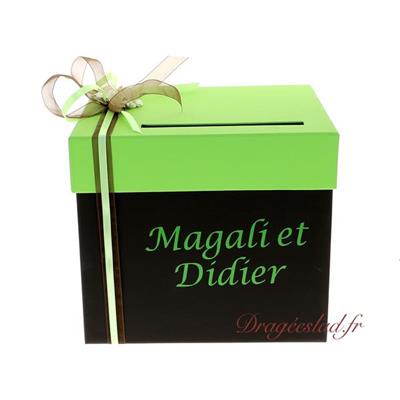 Urne mariage chocolat et vert