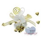 Coeur dragées or orchidée blanche