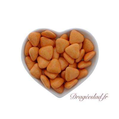 Dragées mini coeur chocolat orange 70 % 1kg
