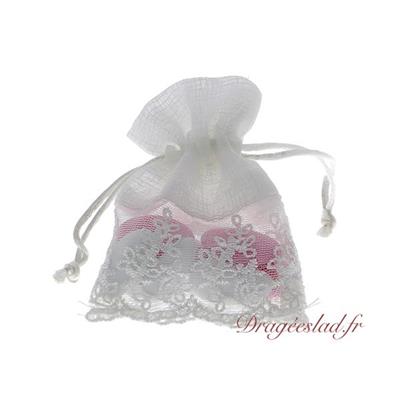 Sachet dragées dentelle blanche