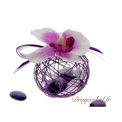 Boule dragées métal prune orchidée