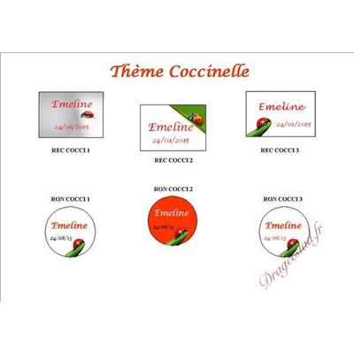 Etiquette baptême coccinelle autocollante